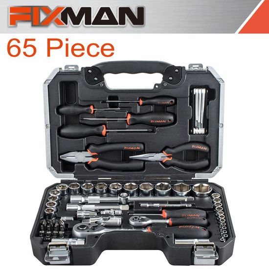 FIXMAN 65 Piece 1/4" & 1/2" Drive Socket Tool Set